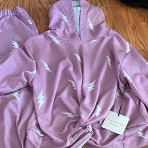 Love squared girls pink lightning bolt matching set